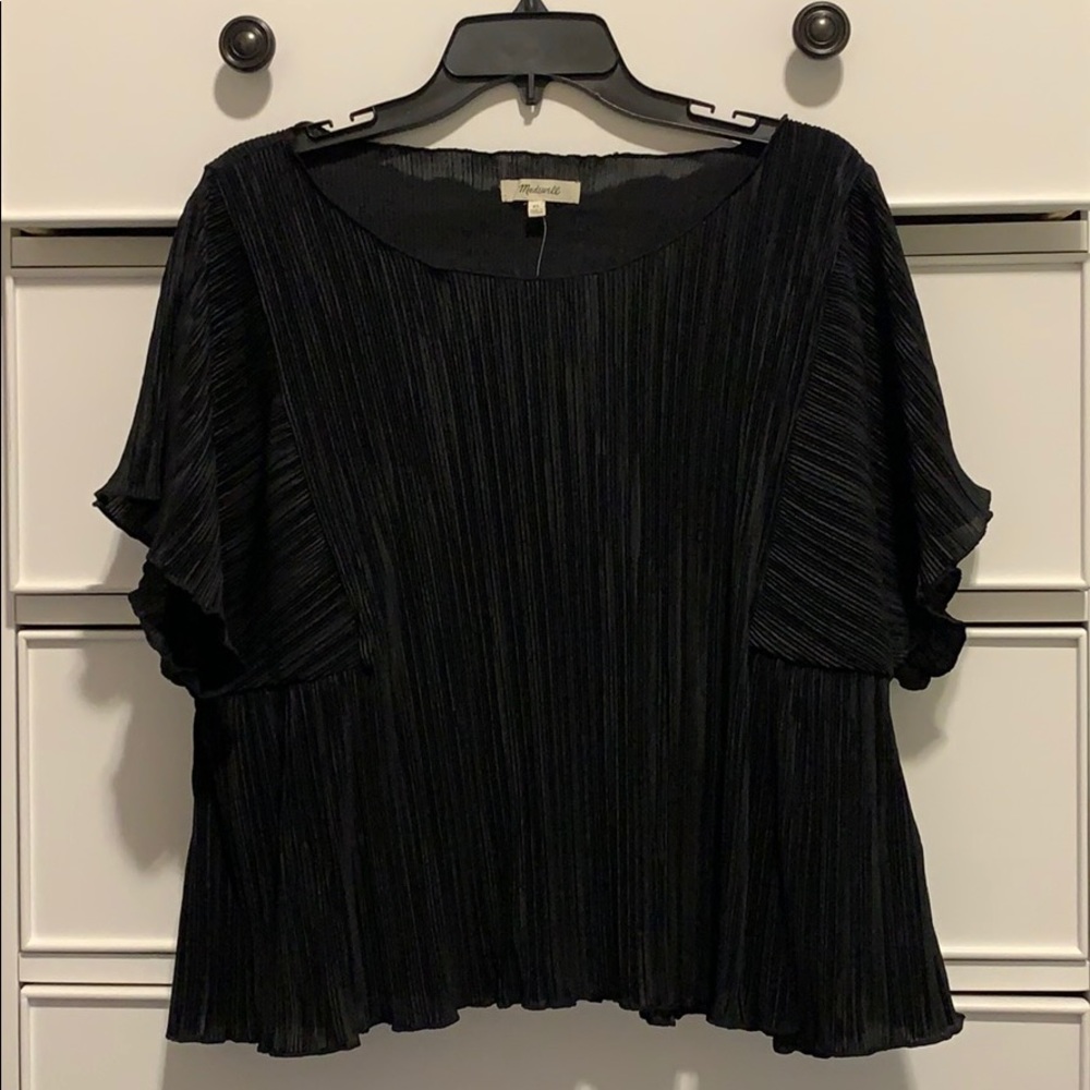 Madewell Black Ruffle blouse